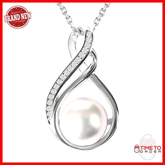 Elegant Pearl Pendant Necklace Sterling Silver 18K Gold Plating Classic Minimal